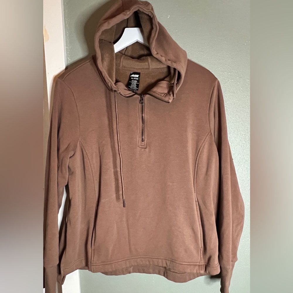 Avia Brown Quarter Zip Activewear Pullover Hoodie XL